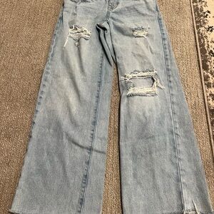 PacSun Light Blue Distressed Wide Leg Jeans